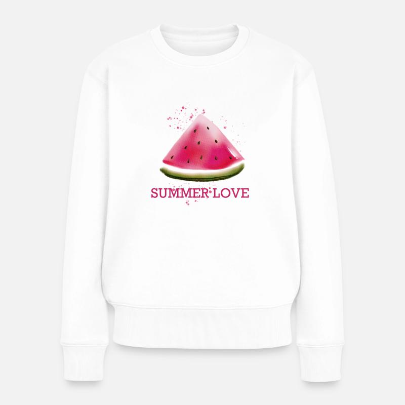 Wassermelone, Melone - Summer Love - Frauen Premium Bio Pullover - Weiß