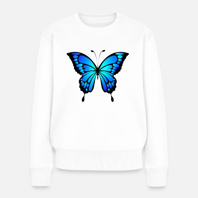 Schmetterling - Frauen Premium Bio Pullover - Weiß