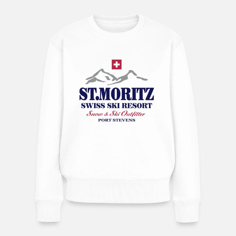 St.Moritz - Ski - Apres - Wintersport - Frauen Premium Bio Pullover - Weiß