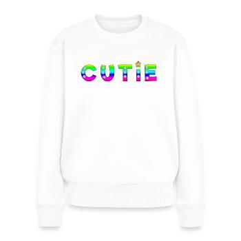 Graphique Cutie Quote - Pull Premium bio Femme - blanc - Devant - Julia (174cm)