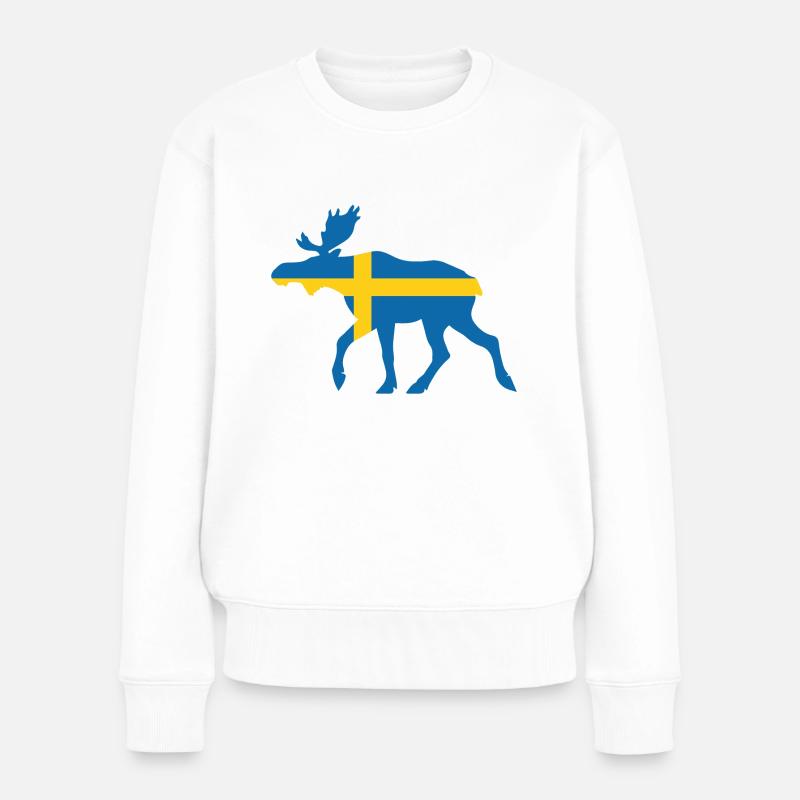 Schweden Elch - Frauen Premium Bio Pullover - Weiß
