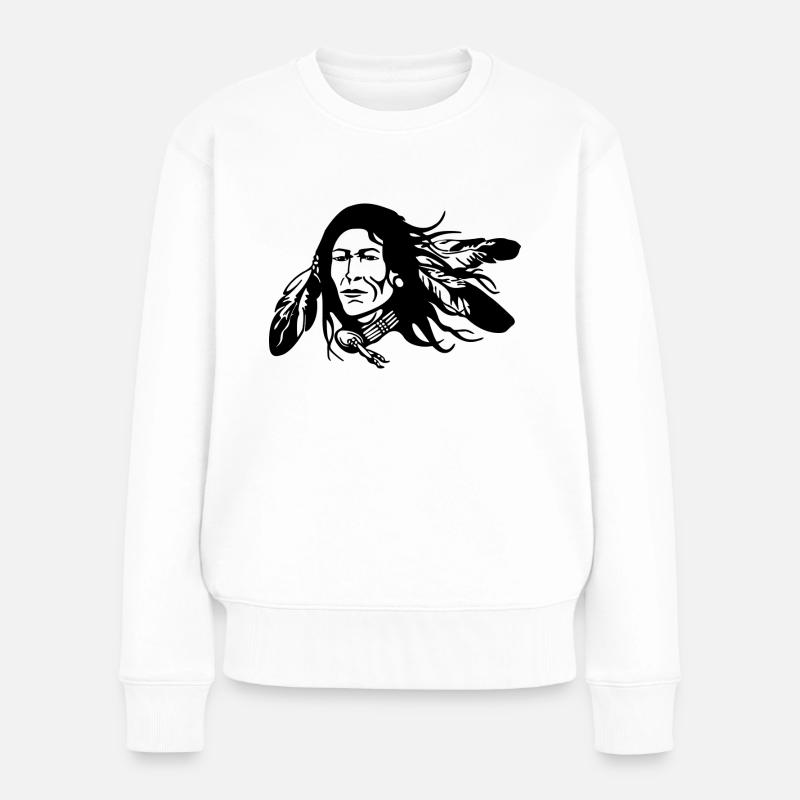 indian indianer american tent zelt teepee tomahawk - Frauen Premium Bio Pullover - Weiß