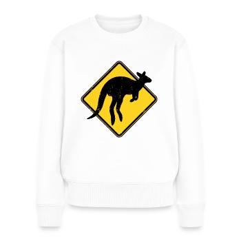 Kangourou Australie Avertissement Kangourou Crossing - Pull Premium bio Femme - blanc - Devant - Julia (174cm)