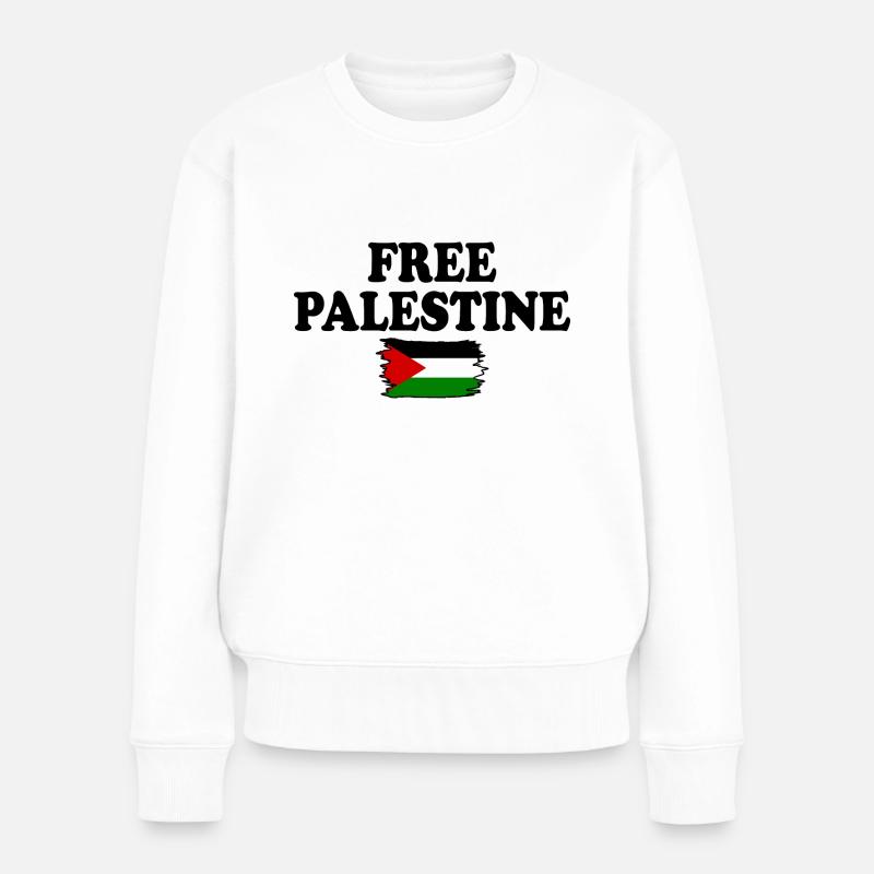 Free palestine - Frauen Premium Bio Pullover - Weiß