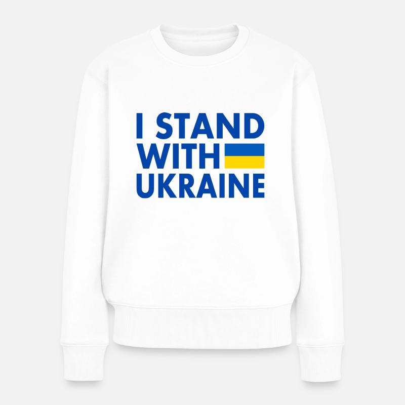 I stand with ukraine - Frauen Premium Bio Pullover - Weiß