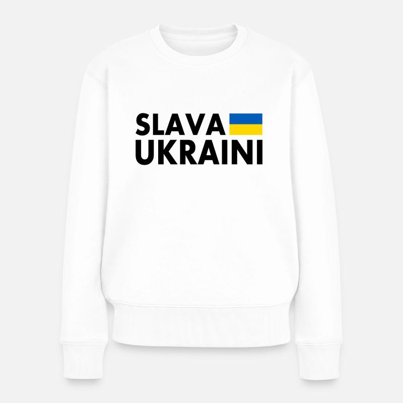 Slava ukraini - Frauen Premium Bio Pullover - Weiß