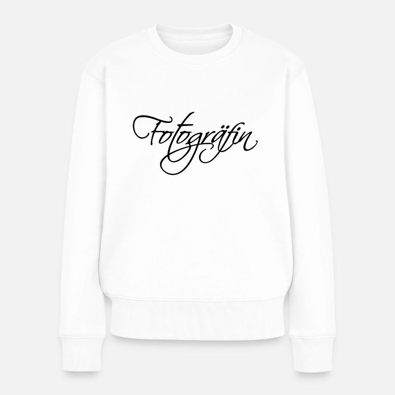 Fotogräfin mit Schwung - Frauen Premium Bio Pullover - Weiß