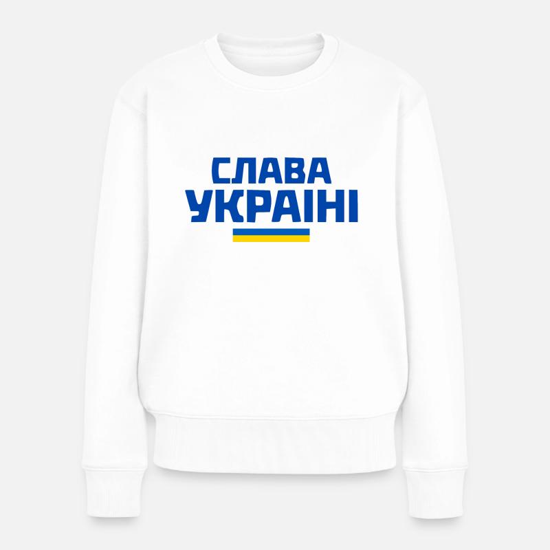 Slava ukraini - Frauen Premium Bio Pullover - Weiß