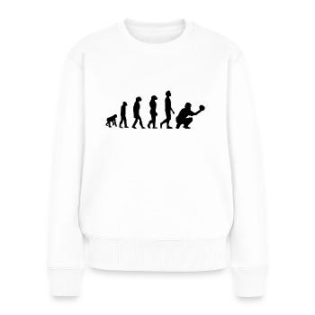 Evolution Baseball / Baseballspieler - Frauen Premium Bio Pullover - Weiß - Vorne - Julia (174cm)