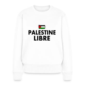 palestine libre - Pull Premium bio Femme - blanc - Devant - Julia (174cm)