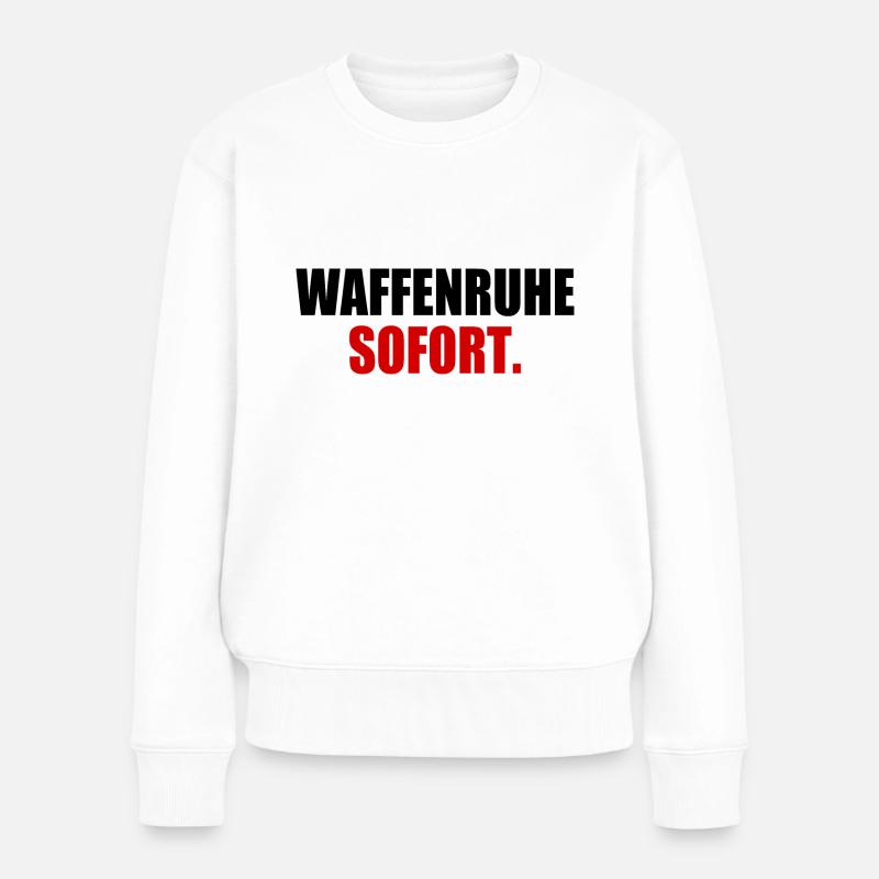 waffenruhe sofort - Frauen Premium Bio Pullover - Weiß