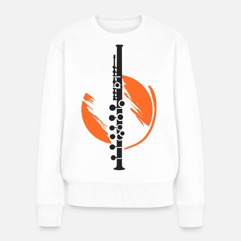 Dessin de flûte traversière - Pull Premium bio Femme - blanc