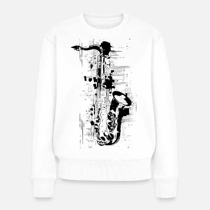 Saxophon - Frauen Premium Bio Pullover - Weiß