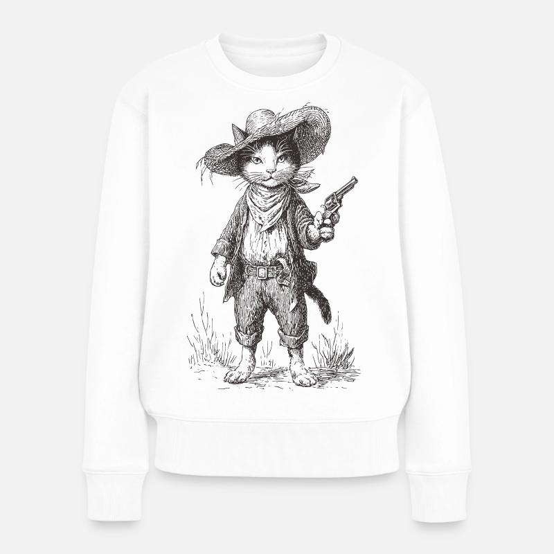 Katzenbandit - Frauen Premium Bio Pullover - Weiß