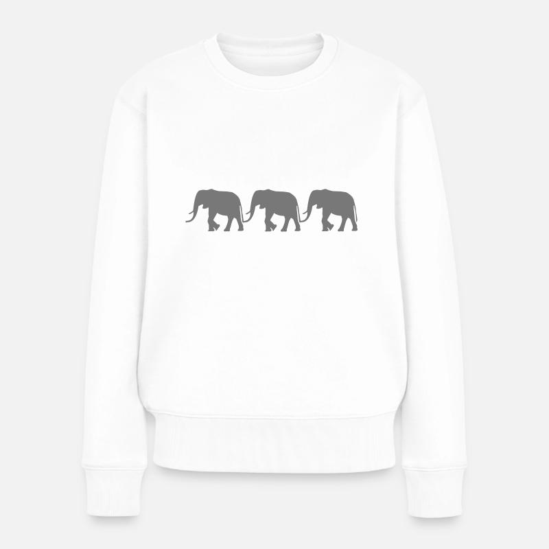 Elefanten - Frauen Premium Bio Pullover - Weiß