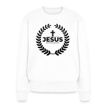 Jesus Christus ist der Sieger - Christliches Shirt - Frauen Premium Bio Pullover - Weiß - Vorne - Julia (174cm)