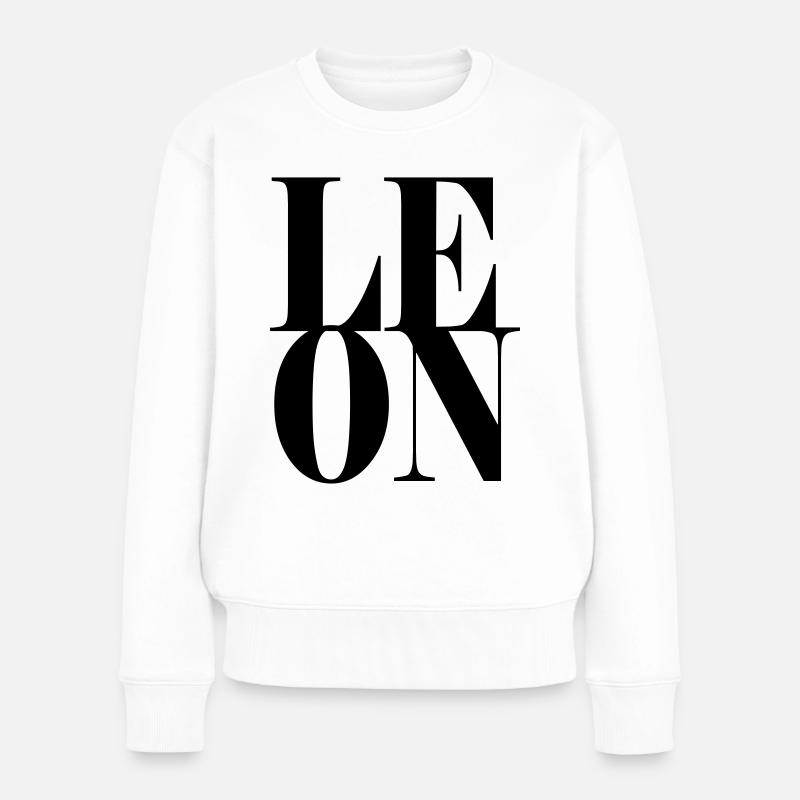 Leon Name Vorname Moderne Schrift Wort Art - Frauen Premium Bio Pullover - Weiß
