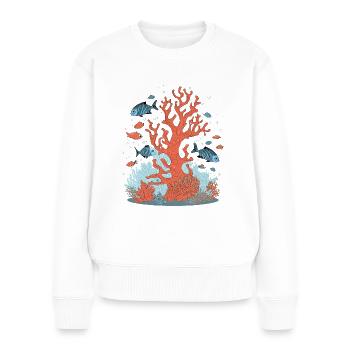 Récif corallien avec poissons dans la mer - Pull Premium bio Femme - blanc - Devant - Julia (174cm)