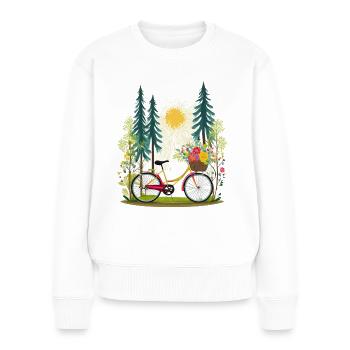 Eine Fahrradtour mit dem Fahrrad – Illustration - Frauen Premium Bio Pullover - Weiß - Vorne - Julia (174cm)
