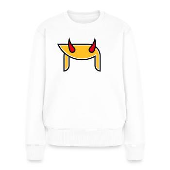 Donald Hörner (Frisur Teufel Pop Art / 3C) - Frauen Premium Bio Pullover - Weiß - Vorne - Julia (174cm)