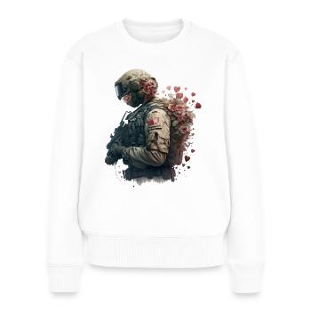 Soldat avec des fleurs - Pull Premium bio Femme - blanc - Devant - Julia (174cm)