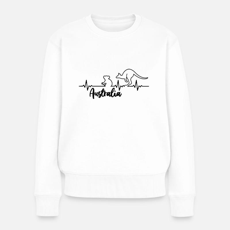 Herzschlag Australien Känguru Koala - Frauen Premium Bio Pullover - Weiß