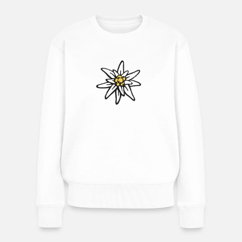 Edelweiss Fleur de montagne Fleur - Pull Premium bio Femme - blanc