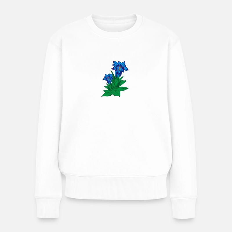 Fleur de Gentiane De Montagne Fleur - Pull Premium bio Femme - blanc