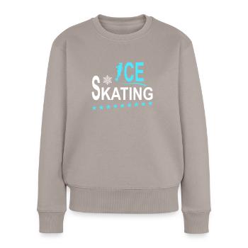 Schlittschuhlaufen iceskating Wintersport - Frauen Premium Bio Pullover - Taupe - Vorne - Julia (174cm)