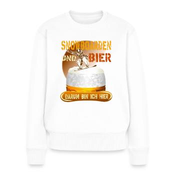 Snowboarden und Bier Wintersport Alkohol - Frauen Premium Bio Pullover - Weiß - Vorne - Julia (174cm)