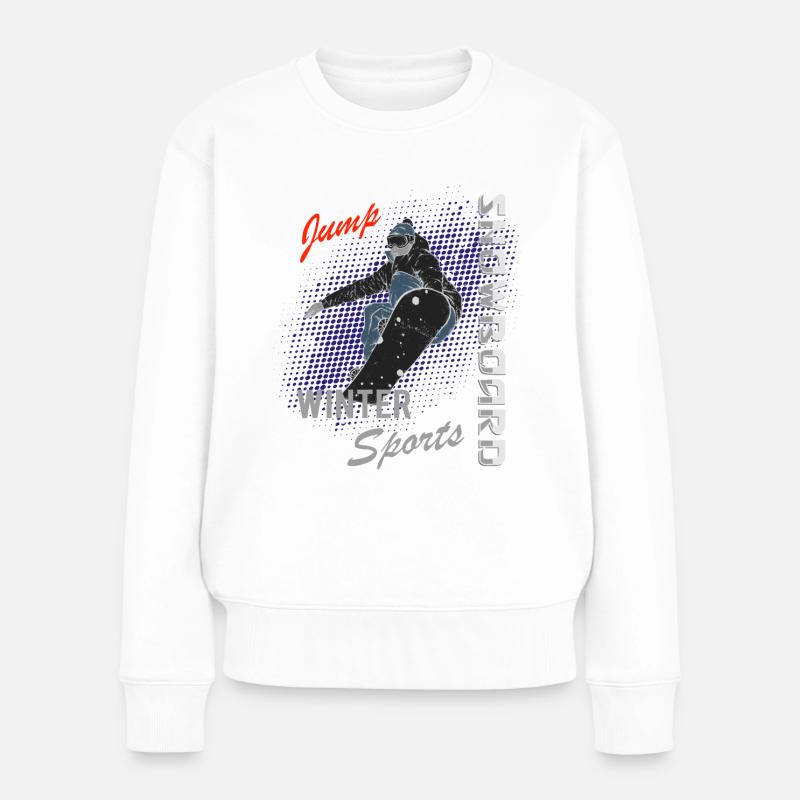 Snowboard Wintersport Snowboarder Winter - Frauen Premium Bio Pullover - Weiß