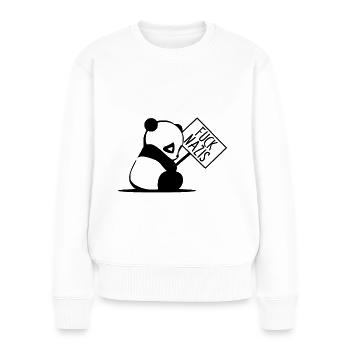 Panda Fuck Nazis - Frauen Premium Bio Pullover - Weiß - Vorne - Julia (174cm)