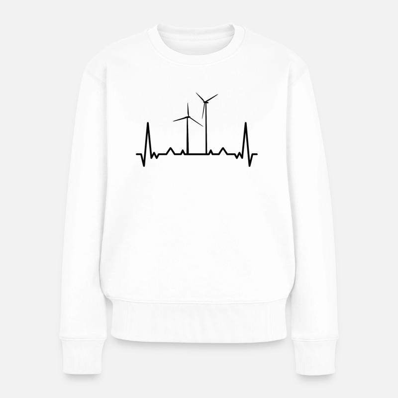 Herzschlag Windpark Windrad Windkraft Windmühle - Frauen Premium Bio Pullover - Weiß