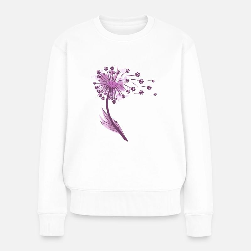 Löwenzahn Pusteblume Hunde Pfote Hund Geschenk - Frauen Premium Bio Pullover - Weiß