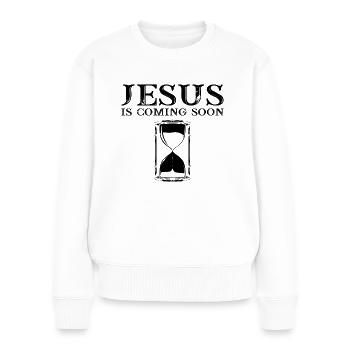 Jésus arrive bientôt Compte à rebours Jésus chrétien - Pull Premium bio Femme - blanc - Devant - Julia (174cm)