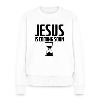 Jésus arrive bientôt Compte à rebours Jésus chrétien - Pull Premium bio Femme - blanc - Devant - Julia (174cm)