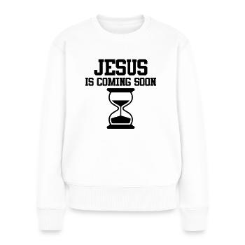 Jésus arrive bientôt Compte à rebours Jésus chrétien - Pull Premium bio Femme - blanc - Devant - Julia (174cm)