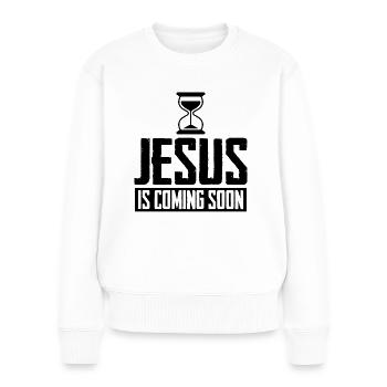 Jésus arrive bientôt Compte à rebours Jésus chrétien - Pull Premium bio Femme - blanc - Devant - Julia (174cm)