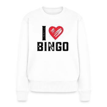 I Love Bingo Lustiges Bingo - Frauen Premium Bio Pullover - Weiß - Vorne - Julia (174cm)