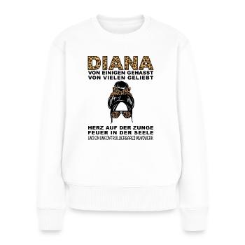 Diana Gehasst Geliebt Großes Mundwerk - Frauen Premium Bio Pullover - Weiß - Vorne - Julia (174cm)