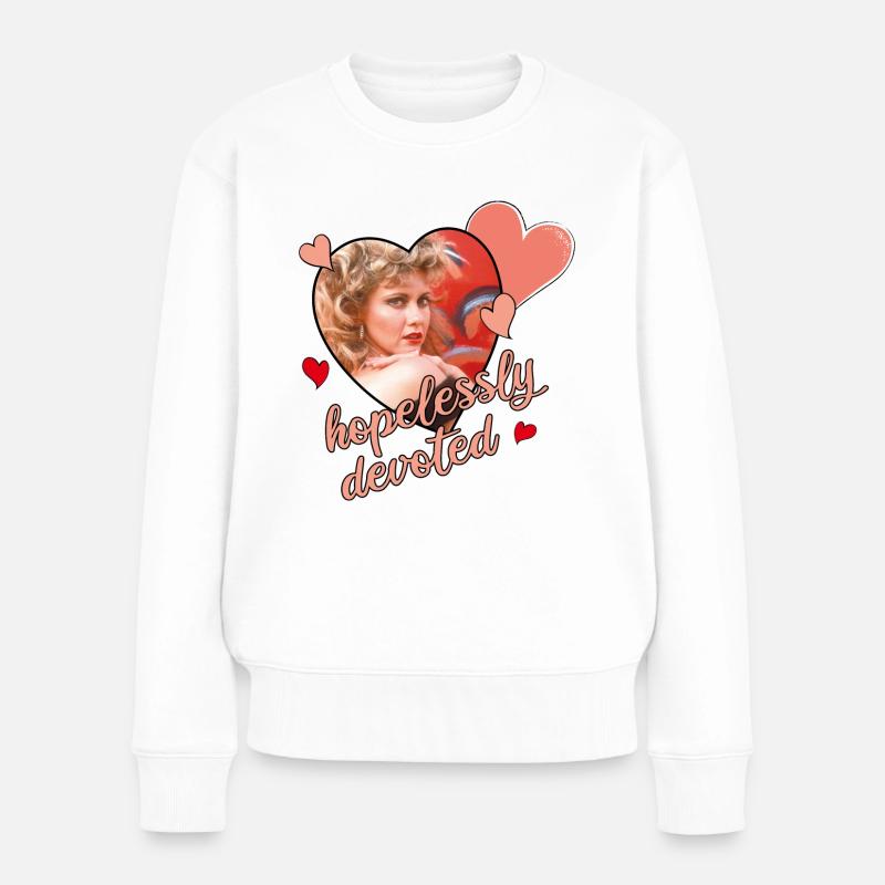 Grease Sandy Olsson Hopelessly Devoted Spruch - Frauen Premium Bio Pullover - Weiß