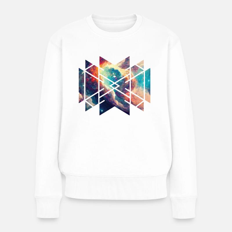 Heilige Geometrie Nebel Buntes Universum Äußeres Universum - Frauen Premium Bio Pullover - Weiß