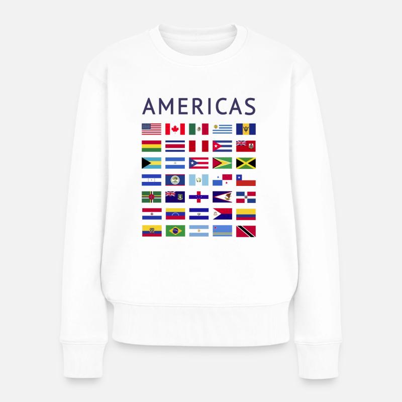 Drapeaux de pays Amérique Drapeaux nationaux d’Amérique - Pull Premium bio Femme - blanc