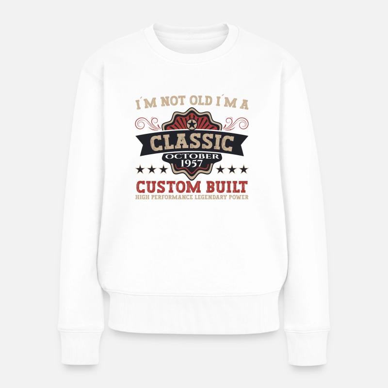 Klassiker Oktober 1957 65. Geburtstag Geschenk - Frauen Premium Bio Pullover - Weiß
