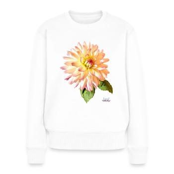 Fleurs de chrysanthèmes blanc jaunâtre avec un bord violet - Pull Premium bio Femme - blanc - Devant - Julia (174cm)
