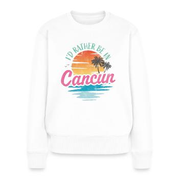 Je préfère être à Cancun - Pull Premium bio Femme - blanc - Devant - Julia (174cm)