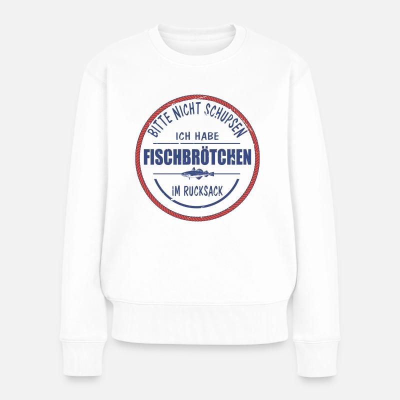 Fischbrötchen Angler lustig - Frauen Premium Bio Pullover - Weiß