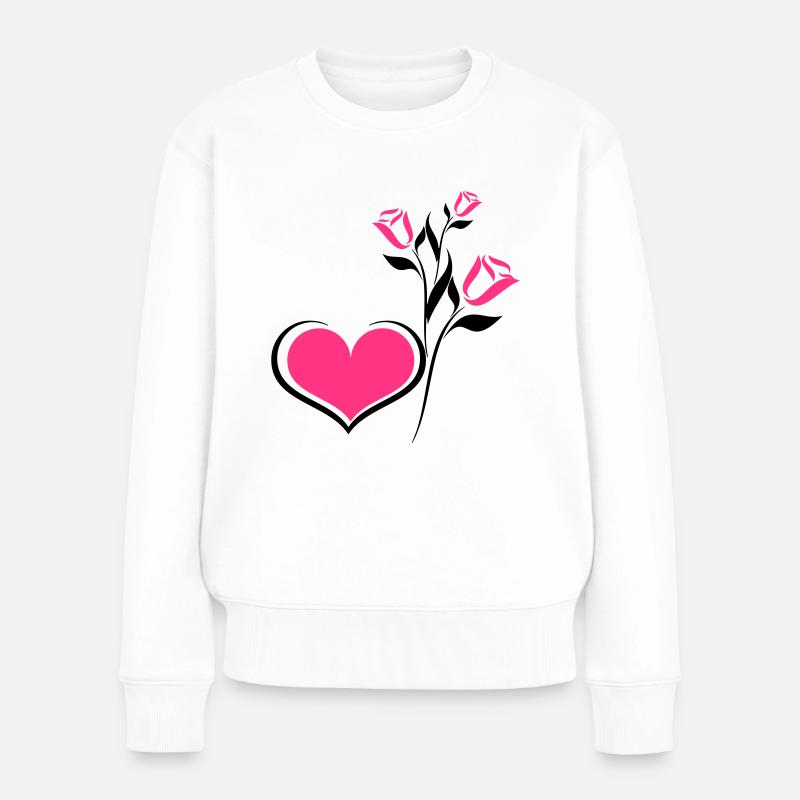 herzblume - Frauen Premium Bio Pullover - Weiß
