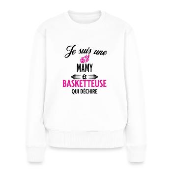 je suis basketteuse qui déchire et mamy - Pull Premium bio Femme - blanc - Devant - Julia (174cm)