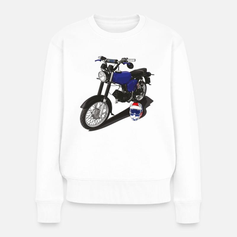 S51 (dunkelblau) // Illustration - Frauen Premium Bio Pullover - Weiß